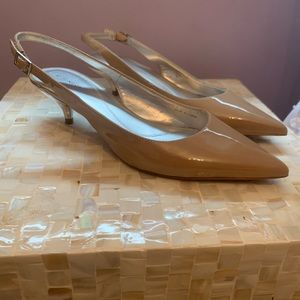 Tahari Nude Patent Leather Kitten heels